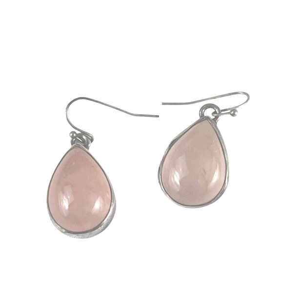 Rose Quartz Teardrop Sterling Silver Earrings Classic Gift For Her - Picture 2 of 6